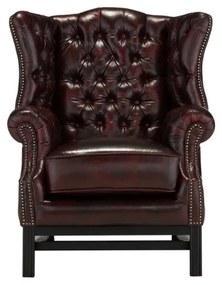 furniture-nabytek.cz - Masívne kreslo Chesterfield Kingsfield z pravej kože, hnedé – 89×79×104 cm