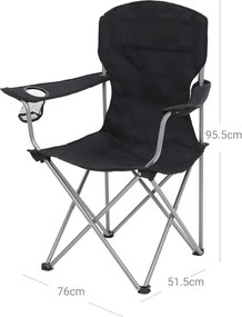Kempingové stoličky NOMAD, set 2ks, čierna SongmicsHome