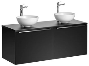 Závěsná skříňka SantaFe Domi s deskou a umyvadly 120 cm černá