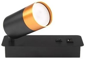 Nástenné bodové svietidlo s USB nabíjačkou 1xGU10/35W/230V čierna/zlatá