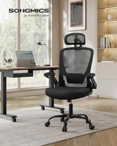 ergonomická kancelárska stolička, otočná stolička s sieťovaným operadlom, čierna farba