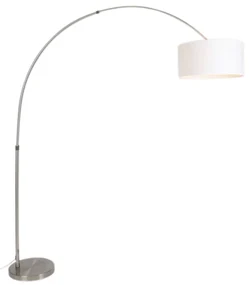 Oblúková lampa oceľový tienidlo z látky biele 50/50/25 nastaviteľná - XXL