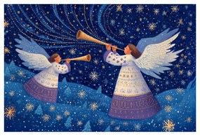 Obraz vianoční anjeli v zimnej noci