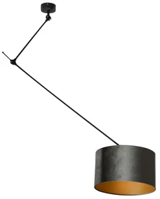 Závesná lampa čierna so zamatovým tienidlom zelená 35cm - Blitz