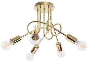 Sollux SL.1438 - Prisadený luster LOOP 5xE27/15W/230V zlatá