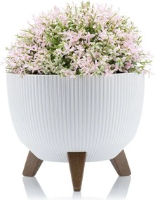 PLASTOVÝ KVETINÁČ ROSA LINEA ECO SADA 2KS 15X24,3 CM+18,3X29,2 CM BIELA