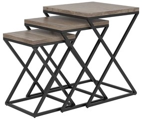 Eglo 424783 - SADA 3× odkladacích stolíkov CLONMANY hnedá/čierna