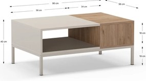 Krémový konferenčný stolík 56x90 cm Cailin – Marckeric