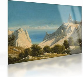 Sklenený obraz - Georg Emil Libert, View of Sommerspiret, the Cliffs of Møn, reprodukcia (70x50 cm)