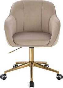 LuxuryForm DESIGN Stolička AVOLA VELUR na zlatej podstave s kolieskami - latte