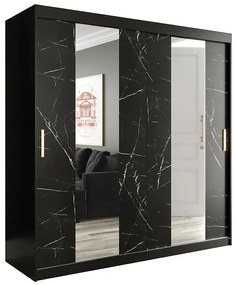 Skriňa Marmur Pole 200 čierna/mramor čierna