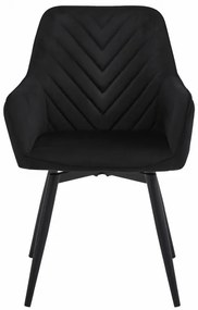 Jedálenská otočná stolička NANA360 zamatová, čierna (čierne nohy)