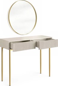 Toaletný stolík Nicole so zrkadlom 80 cm - kašmírová / zlatá