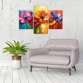 Obraz - Päť pestrofarebných kvetov (90x60 cm)