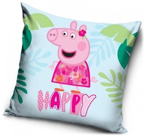 Vankúš Prasiatko Peppa - motív Happy - 40 x 40 cm