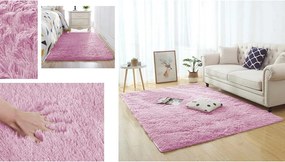 Ružový shaggy koberec Lana s hustým vlasom – obdĺžnikový Rozmer: 120x170 cm