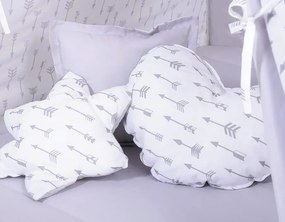 Bobono Stan Teepee pre deti + hracia podložka + vankúše + ozdobné perie - Sivé šípky