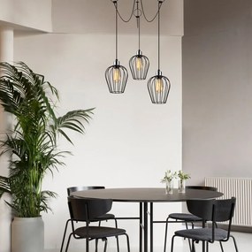 Čierne závesné svietidlo pre 3 žiarovky Opviq lights Tel Chain