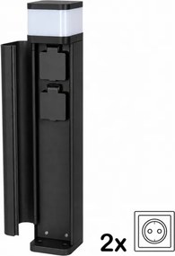 BRILAGI - Vonkajšie svietidlo s 2 zásuvkami SCHUKO PILLAR 1xG9/11W/230V IP44 čierne