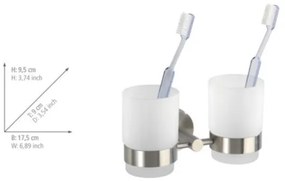 WENKO 19638100 - Držiak na zubné kefky BOSIO MATT 17,5x9,5 cm nerez/strieborný