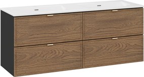 Comad Kúpeľňová skrinka s keramickým dvojumývadlom Talia Casella 120 cm - dub casella