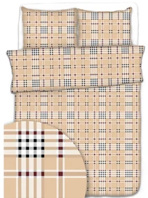 Obliečky krepové Karo hnedé TiaHome - 1x Vankúš 90x70cm, 1x Paplón 140x200cm