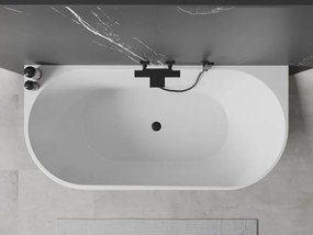 Mexen Oval samostatne stojaca vaňa pri stene 180 x 80 cm, biela, čierny prepad - 52671808000-70