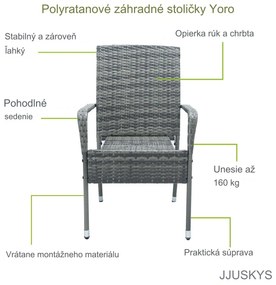InternetovaZahrada Ratanové stoličky Yoro 4 ks - melírovaná šedá