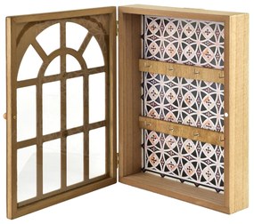 Skříňka na klíče STACY Window 28x21 cm hnědá