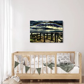 Obraz dúhy nad morom (90x60 cm)