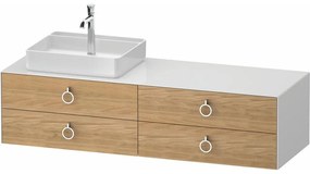 DURAVIT White Tulip závesná skrinka pod umývadlo na dosku (umývadlo vľavo), 4 zásuvky, 1600 x 550 x 408 mm, dub prírodný masív/biela vysoký lesk, WT4995LH5850000