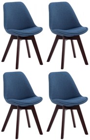 Stolička Borne V2 látka (SET 4 ks), drevené nohy orech - Modrá