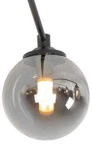 Moderné stropné svietidlo čierne 8-žiarovkové s dymovým sklom - Atény