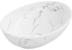 Mexen Elza, umývadlo na dosku 405x330x140 mm, biela-imitácia kameňa, 21014081