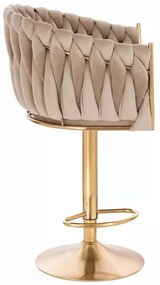 LuxuryForm DESIGN Barová stolička NORDEN VELUR na zlatom tanieri - latte
