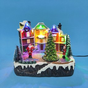 Vianočná dedinka s osvetlením a melódiou - dedinka BestBerg BBXS-920 / 20 x 15 x 17,2 cm