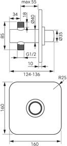 Novaservis Novaservis, sprchová podomietková batéria s tlačným ventilom, chrómová, Z503SQ