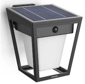 Philips Nissa UltraEfficient solárne LED svietidlona stenu, senzor, čierne, 1,8 W, 250/25 lm, 3000 K