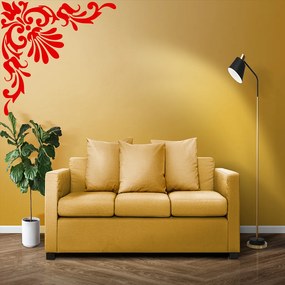 Veselá Stena Samolepka Ornament do rohu Farba: červená, Veľkosť: 60 x 60 cm