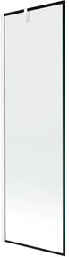 Mexen Next, vaňová zástena 1-krídlová 60 x 150 cm, fixné krídlo, 6 mm číre sklo s čiernym vzorom, biely profil, 895-060-000-00-70-20