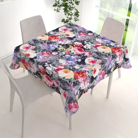 Biante Dekoračný štvorcový obrus PM-020 Maľované kvety na sivom 140x140 cm