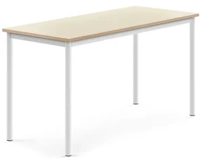 Stôl SONITUS, 1400x600x720 mm, HPL - breza, biela