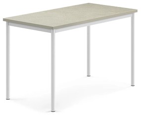 Stôl SONITUS, 1200x700x760 mm, linoleum - svetlošedá, biela