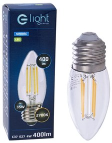 Dekoračná LED žiarovka E27 teplá 2700k 4w 520 lm sviečka