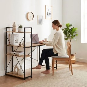 Pracovný a herný stôl s policami 120 x 60 cm čierna