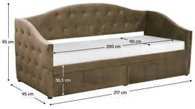 Jednolôžková posteľ (váľanda) 90 cm Zonas (hnedá) (s roštom) (s úl. priestorom). Vlastná spoľahlivá doprava až k Vám domov. 1116568
