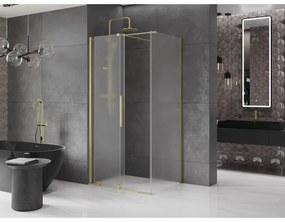 Mexen Velar, sprchový kút s posuvnými dverami 110 x 90 cm, 8mm sklo námraza, zlatá matná, 871-110-090-31-55