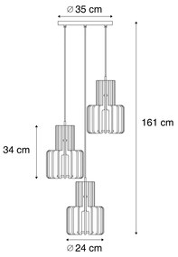 Retro závesná lampa čierna s oranžovou 3-svetlá - Felt