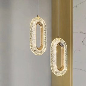 Toolight Toolight, LED krištáľový závesný luster, 7W, 500lm, G113-1CP, zlatá, OSW-09708