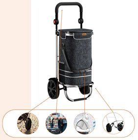 Jurhan Nákupná taška na kolieskach EASY, 50l, čierna